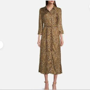 J.McLaughlin Paloma Animal Print Silk Shirt Dress Midi Sz Medium $348